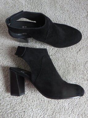Eileen fisher vero cuoio womens slingback ankle boots size 5.5 black suede heels